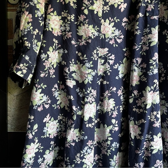 Vintage Cotton Floral Laura Ashley Midi Dress Sailor's Collar in Navy and Pink - Picture 6 of 11